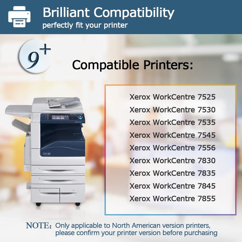 Leize Compatible 7525 Toner Cartridge Replacement for Xerox WorkCentre 7525 7830 7835 7845 7855 7556 7530 7535 7545 Printer Toner 006R01513 006R01514 006R01515 006R01516 (KCMY, 4-Pack) - Image 2